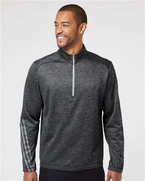 Adidas Brushed Terry Heathered Quarter-Zip Pullover - Image 2