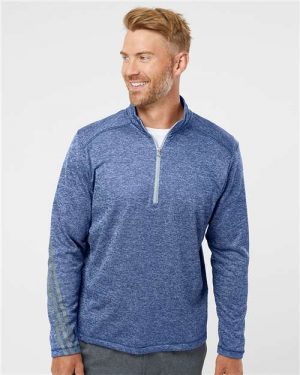 Adidas Brushed Terry Heathered Quarter-Zip Pullover - Image 3