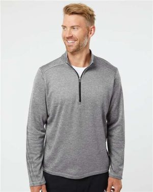 Adidas Brushed Terry Heathered Quarter-Zip Pullover - Image 4