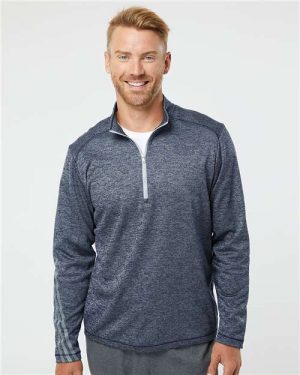 Adidas Brushed Terry Heathered Quarter-Zip Pullover - Image 5