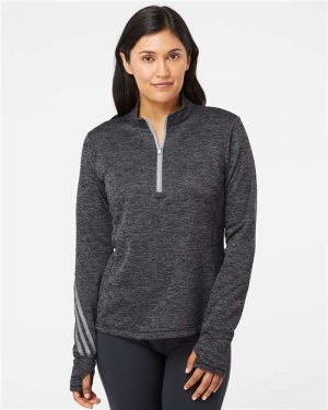 Adidas Women's Brushed Terry Heathered Quarter-Zip Pullover - Image 2