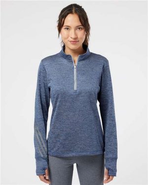 Adidas Women's Brushed Terry Heathered Quarter-Zip Pullover - Image 3