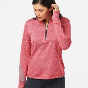 Adidas Women's Brushed Terry Heathered Quarter-Zip Pullover