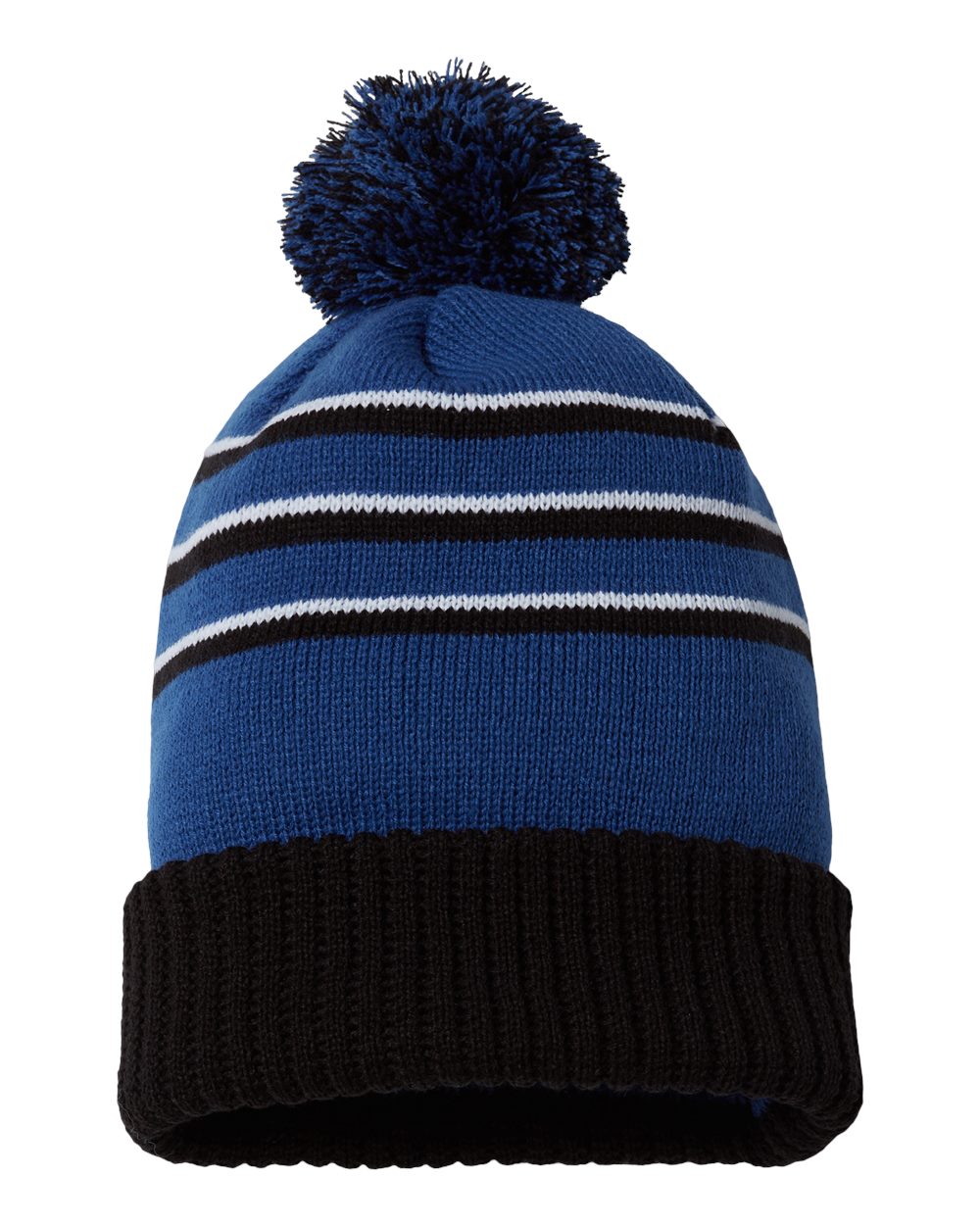 Richardson - Stripe Pom Cuffed Beanie