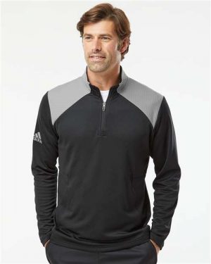 Adidas Textured Mixed Media Quarter-Zip Pullover - Image 2