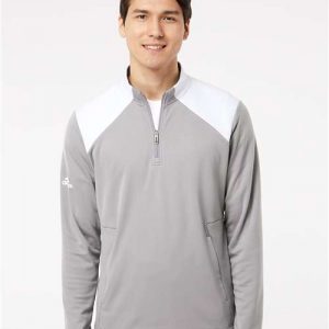Adidas Textured Mixed Media Quarter-Zip Pullover