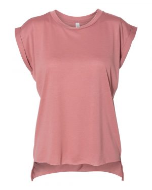 Bella + Canvas Women’s Flowy Rolled Cuffs Muscle Tee - Image 3