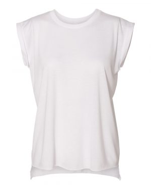 Bella + Canvas Women’s Flowy Rolled Cuffs Muscle Tee - Image 2