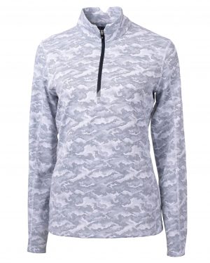Cutter & Buck Traverse Camo Print Stretch Quarter Zip Womens Pullover - Image 3