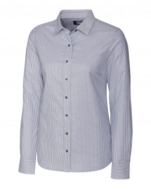 Cutter & Buck Stretch Oxford Stripe Womens Long Sleeve Dress Shirt - Image 3