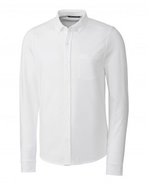 Cutter & Buck Advantage Tri-Blend Pique Long Sleeve Knitted Mens Button Down - Image 2