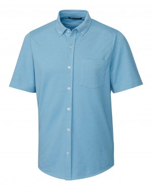 Cutter & Buck Advantage Tri-Blend Pique Short Sleeve Knitted Mens Button Down - Image 2