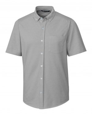 Cutter & Buck Advantage Tri-Blend Pique Short Sleeve Knitted Mens Button Down - Image 3