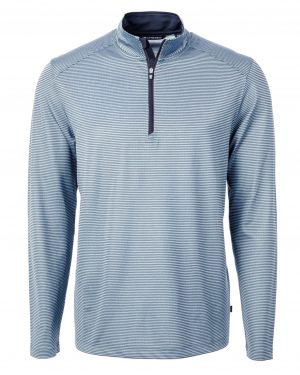 Cutter & Buck Virtue Eco Pique Micro Stripe Recycled Mens Quarter Zip - Image 2