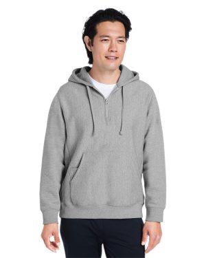 Team 365 Unisex Zone HydroSport Heavyweight Quarter-Zip Hooded Sweatshirt - Image 4