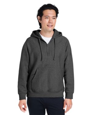 Team 365 Unisex Zone HydroSport Heavyweight Quarter-Zip Hooded Sweatshirt - Image 3